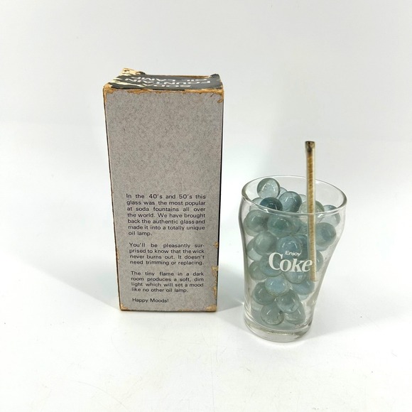 Vintage RARE Coca Cola Soda Fountain Oil Lamp W/ Glass Marbles Original Box NEW - Picture 2 of 3